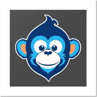 Happy Blue Monkey (Small Version) Posters and Art